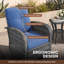 Ensemble de patio à bascule pivotant en osier 3 pièces avec table en verre à 2 niveaux et coussins de 4 po-130917956