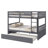 58" W Solid Wood Bunk Bed with Trundle and Convertible Design -134682271