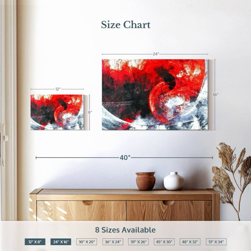Avery Red Whirlpool Abstract, 16" H x 24" W