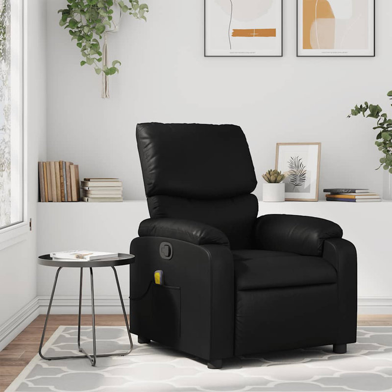 Fauteuil inclinable de massage en similicuir noir