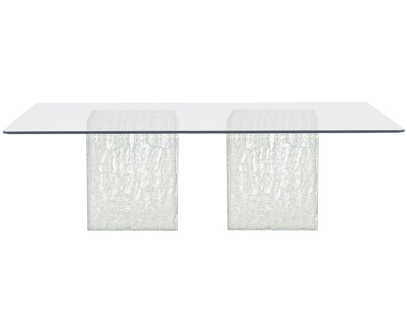 Arctic Square 60'' Chrome Glass Top Dining Table with Acrylic Base