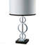 Lampe de table haute 29 po en métal avec finition argentée, style anneau, abat-jour rond blanc