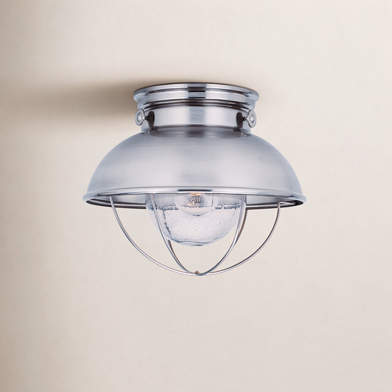 Audrey 11.25'' W 1 - Bulb Outdoor Semi Flush Mount, Brushed Stainless