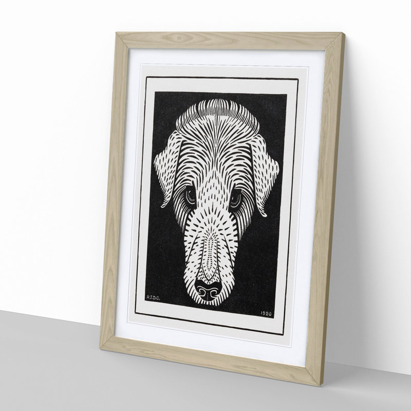 Dogs Head by Julie De Graag - Picture Frame Painting, 48cm H x 36cm W x 2cm D, Oak Framed