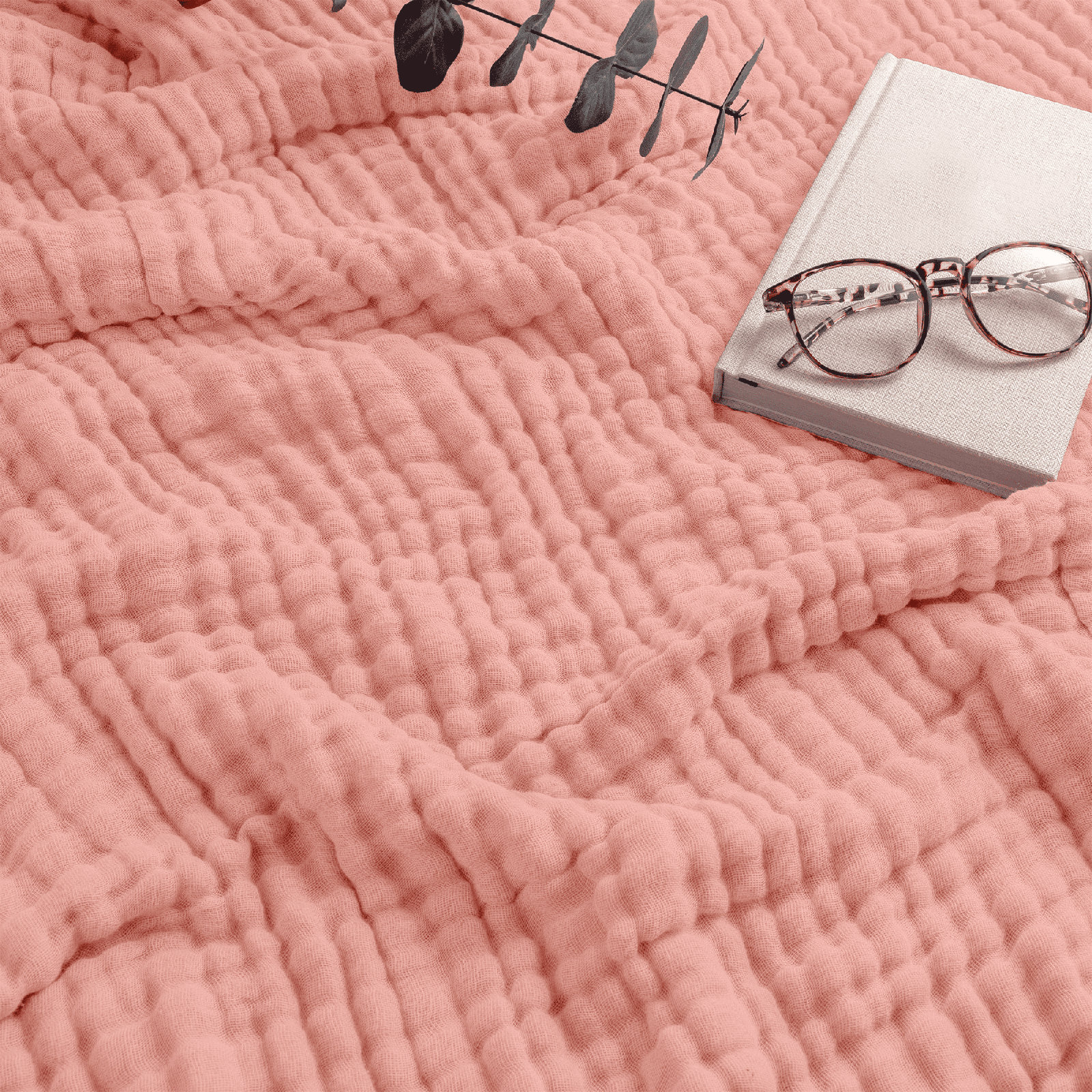 Karlina Cotton Muslin Throw Blanket, Twin, Pink