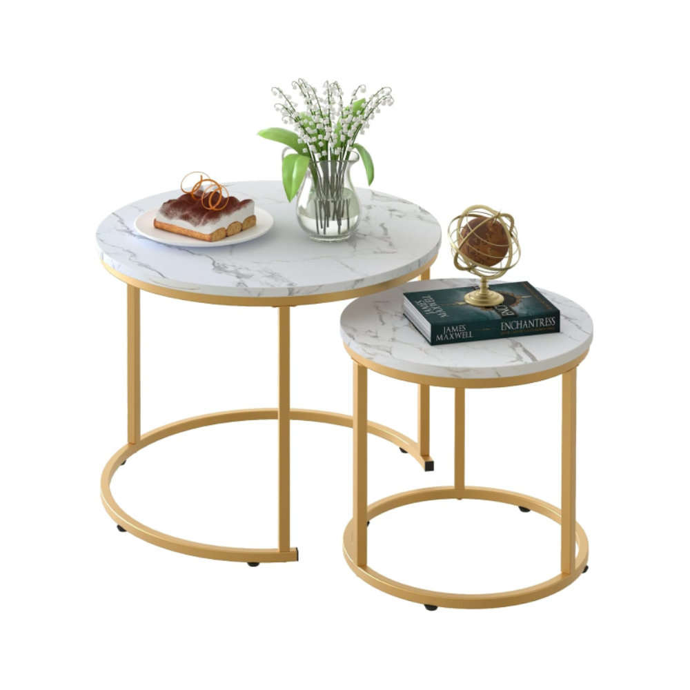 Mercer41 Eleshia Marble Top Nesting Coffee Table Wayfair