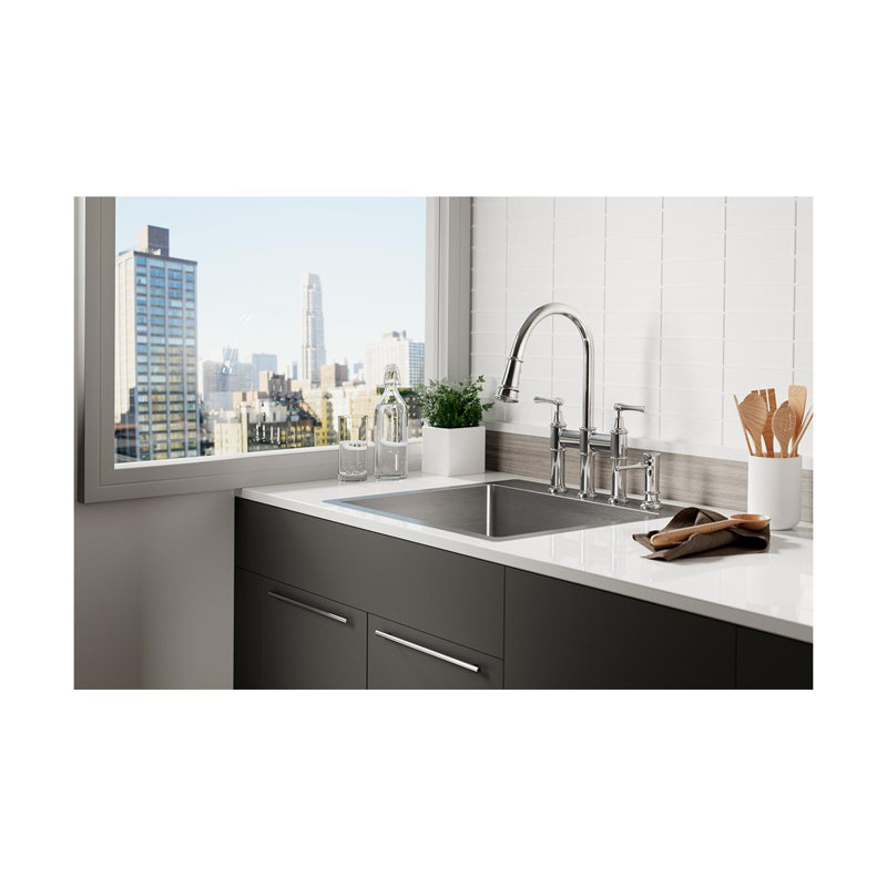 Crosstown 25" L x 22" W Dual Mount Kitchen Sink, 4 hole