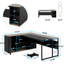 Bureau de direction de 71 pouces, bureau en forme de L avec rangement pour armoire, table de bureau de direction avec tablettes, poste de travail pour bureau personnel-345249631