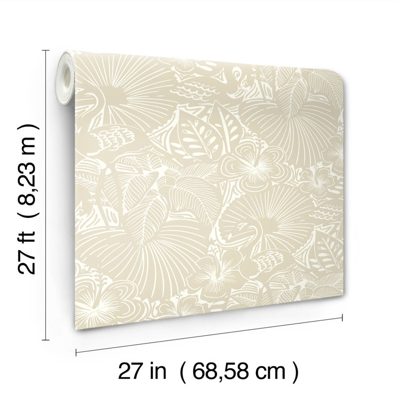 Idalia Navy Floral Flamingo Wallpaper, Gray