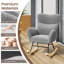 Rocking Chair For Adults, High Back Upholstered Nursing Chair Comfy Armchair With Metal Legs And Wood Base For Living Room, Bedroom, Balcony-2051660113