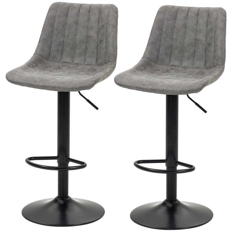 Loutitia Swivel Adjustable Height Bar Stool with Steel Frame, Grey