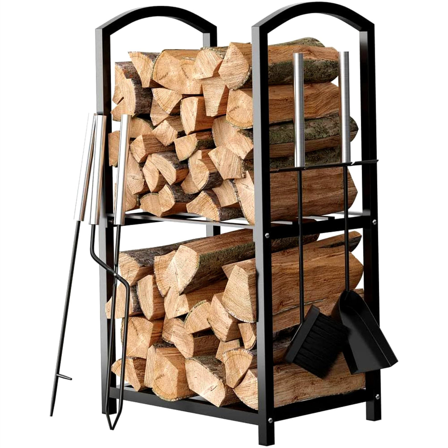 Tier Log Rack Symple Stuff Firewood Rack Outdoor Indoor - 2-Tier Firewood Holder With ...