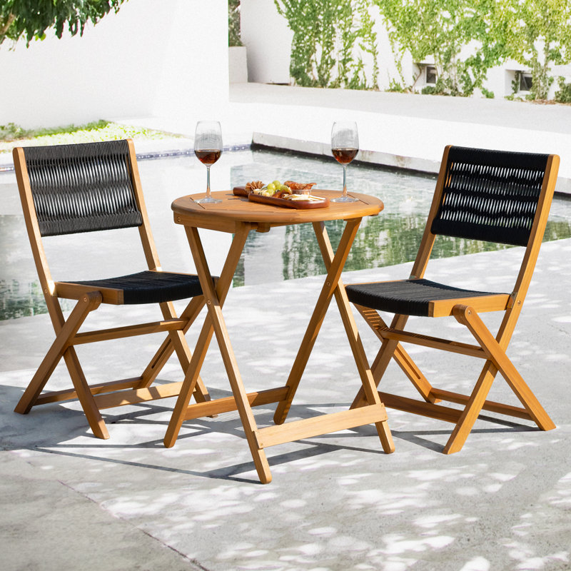 Sakari 2 - Person Patio Dining Set with Round Table, Black