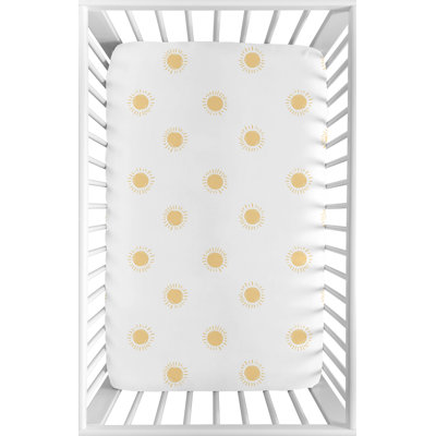 Boho Sun White and Mustard Yellow Fitted Mini Crib Sheet by Sweet Jojo Designs