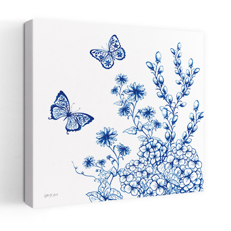 Contemporary Art Contemporary Butterfly Flower Art by Yvette St. Amant - Wrapped Canvas Print, 121.92 cm H x 121.92 cm W