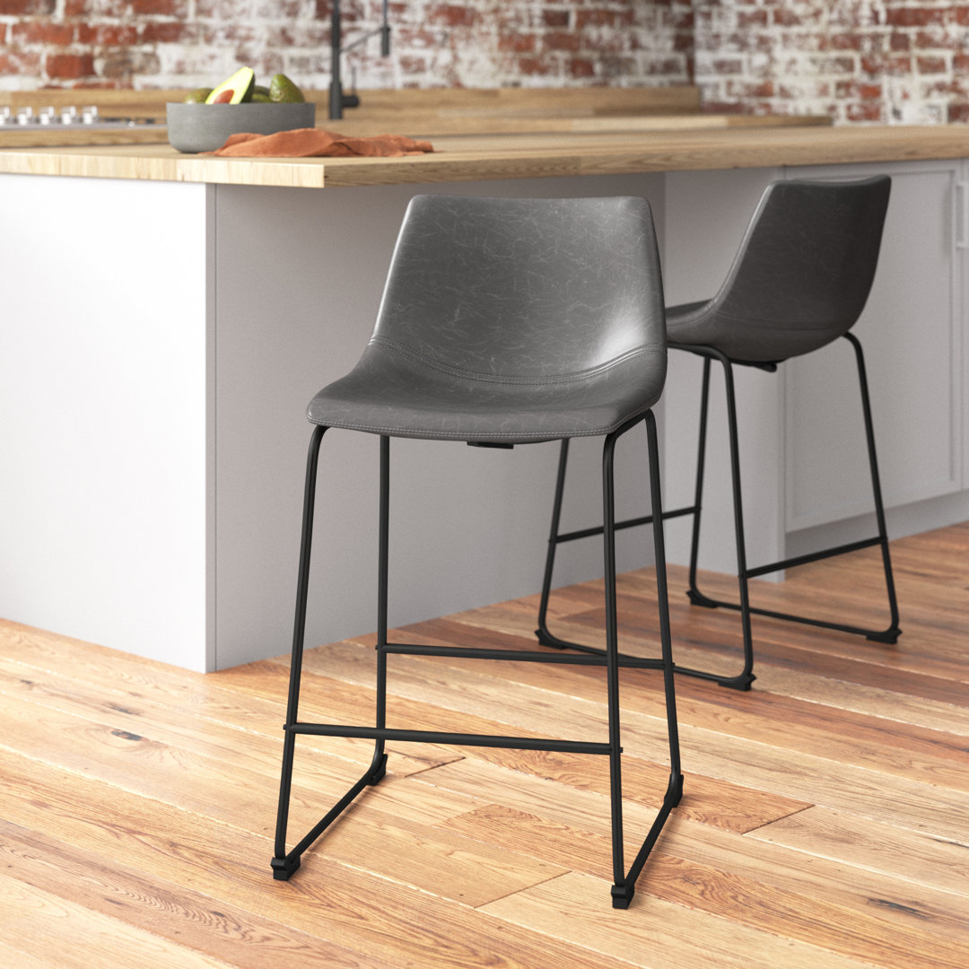 Julienn Bar & Counter Stool (Set of 2) Williston Forge Upholstery: Gray, Seat Height: Counter Stool (23.5" Seat Height)