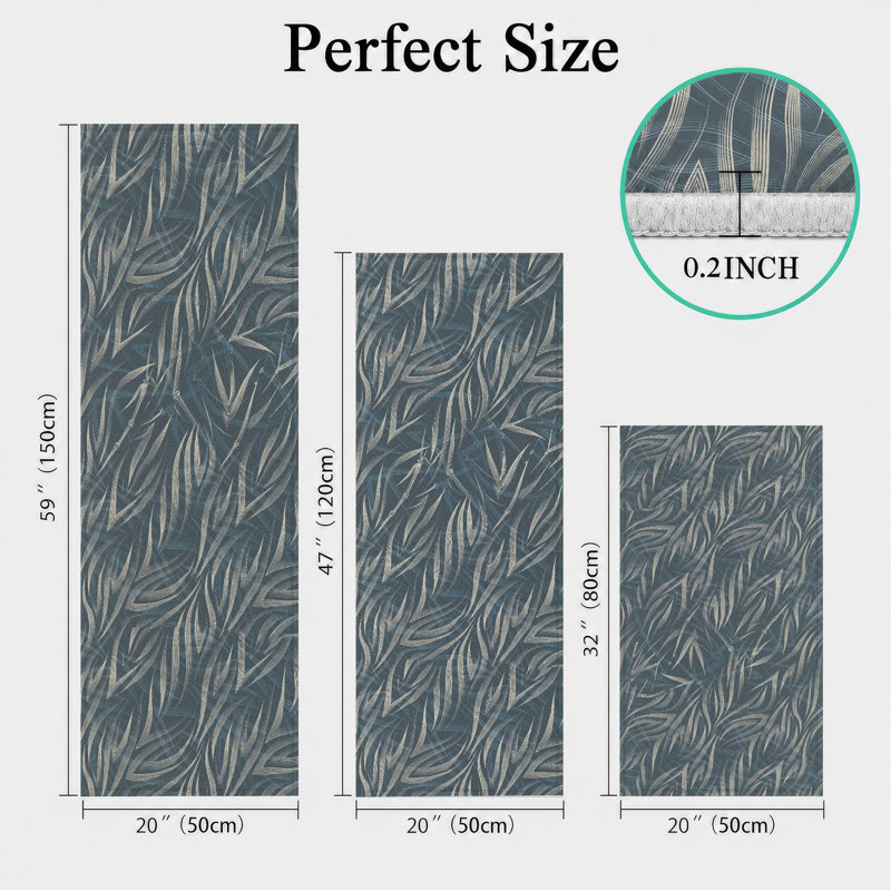 Palm Leaf Non-Slip Washable Kitchen Mats