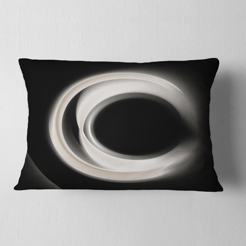 Blanc fractal sur fond noir - coussin imprimé abstrait