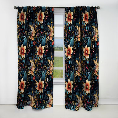 Rideau floral à motif cachemire Classic Elegance - 1 panneau