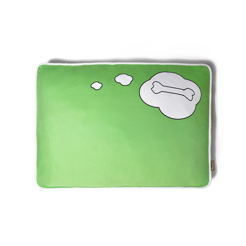 Lit rectangulaire Utopian What Dogs Dream, Moyen (l 36 po x P 27 po x H 5 po), Vert gazon / blanc