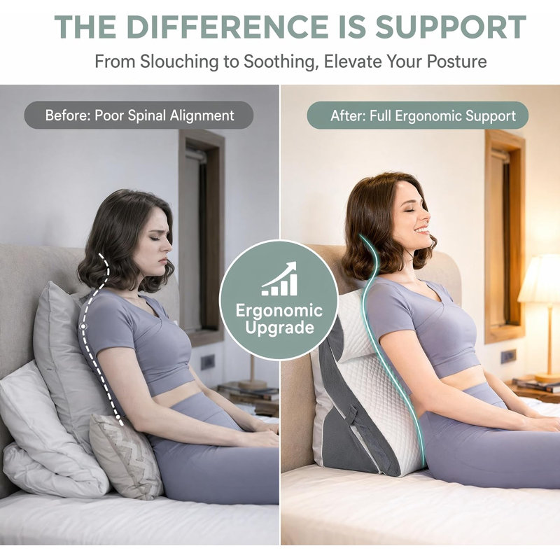 Adjustable Height Wedge Pillow for Sleeping, Ergonomic Design