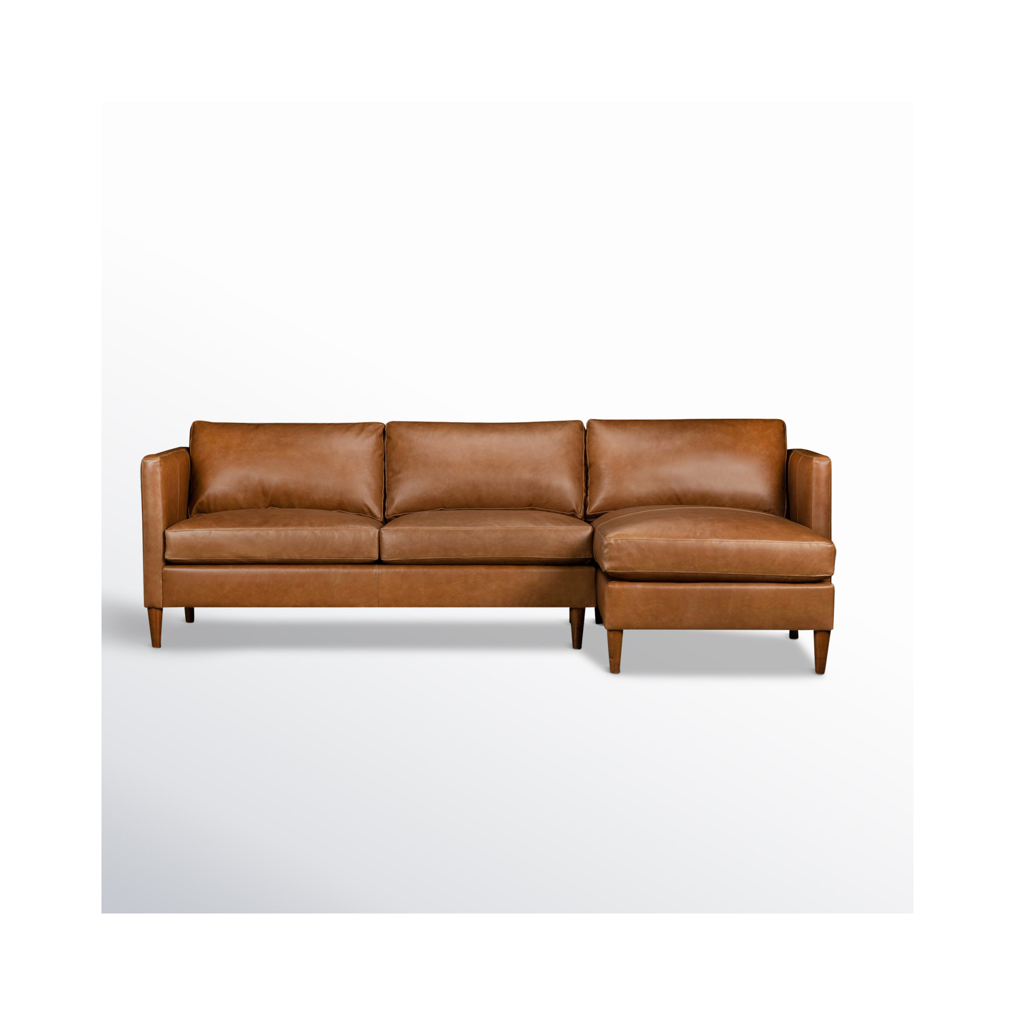 Clifford 2-Piece Genuine Leather Sectional with Sinuous Springs, Bistro Saddle Genuine Leather, Right Hand Facing