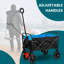 Mini Folding Wagon Garden Shopping Beach Cart +Brake – Black & Blue