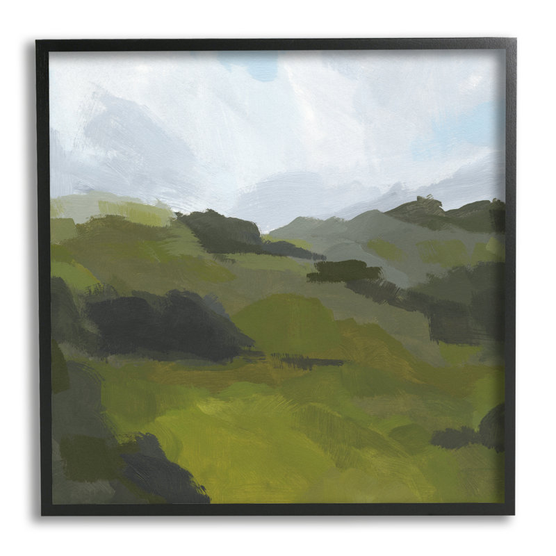 «Cloudy Hill Top Horizon», feuillage vert surdimensionné noir surdimensionné, estampe numérique par Jacob Green