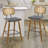 26" Modern Upholstered Low Back Rattan Wood Counter Height Stool-94718924-94718928-91870241