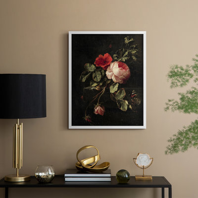 Reproduction florale vintage avec encadrement CECLXI - bois massif