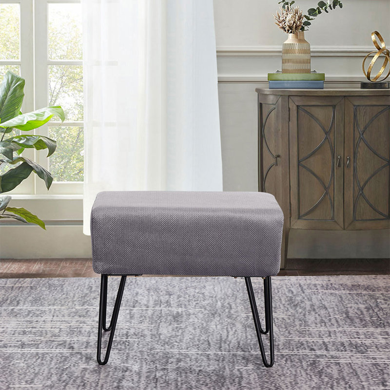 Avilla Upholstered Ottoman, Silver Polyester