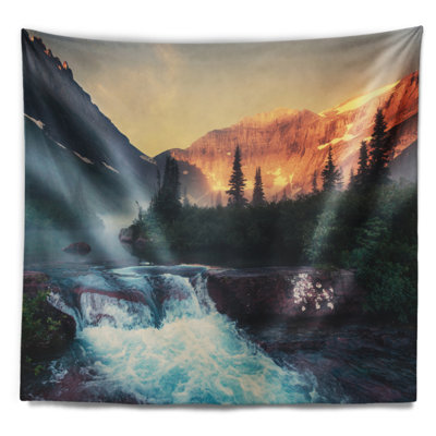 Paysage, glacier, parc national, tapisserie du Montana