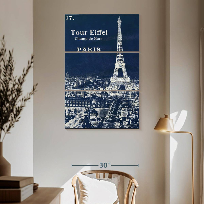 Lilie Blueprint Eiffel Tower, 65" H x 42" W