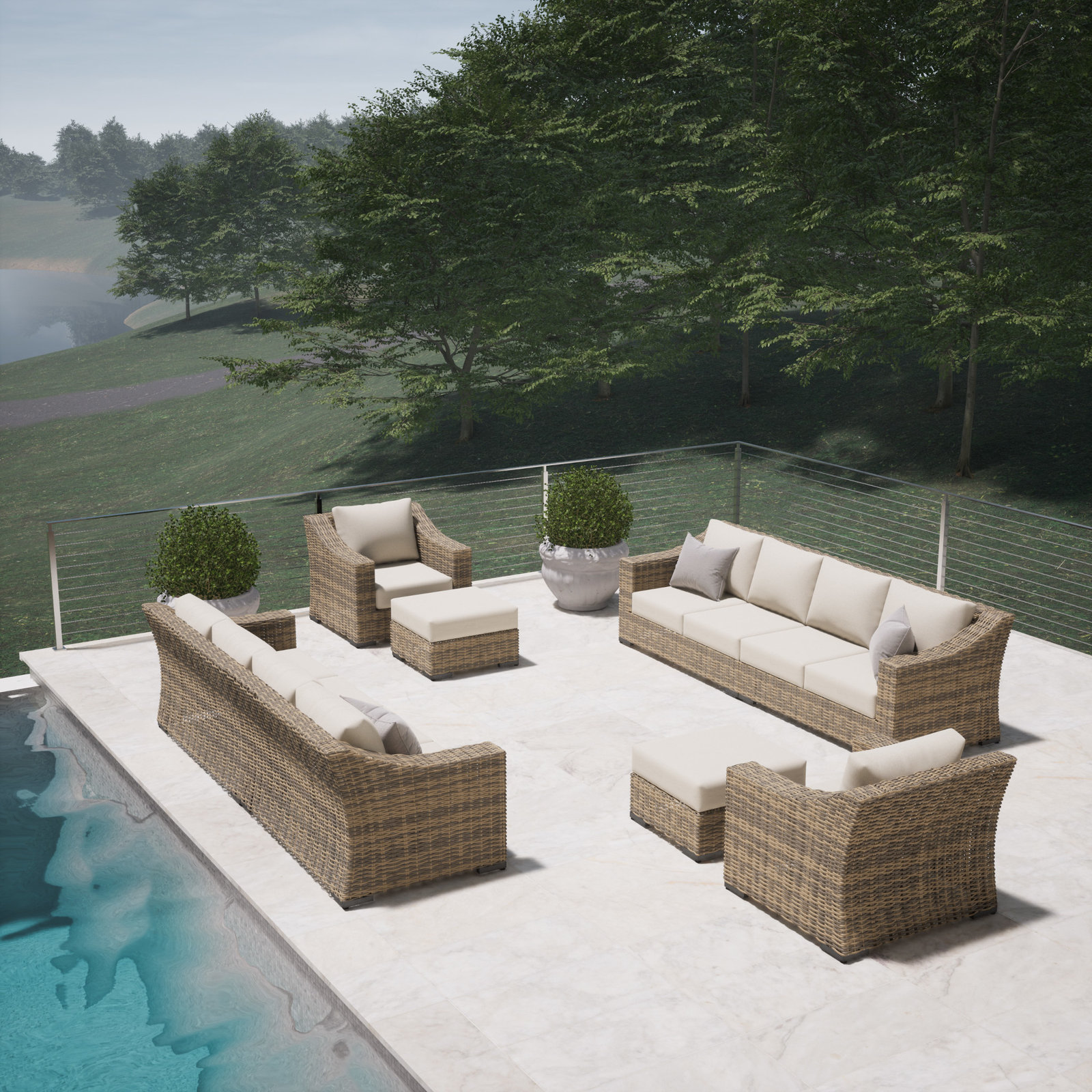 Eloisa 8 Piece Sofa Seating Group with Cushions, Tan