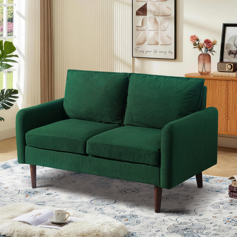 Canapé de 56 po Marick, petits fauteuils en velours côtelé pour le salon, L 56,3 po, Velours côtelé vert