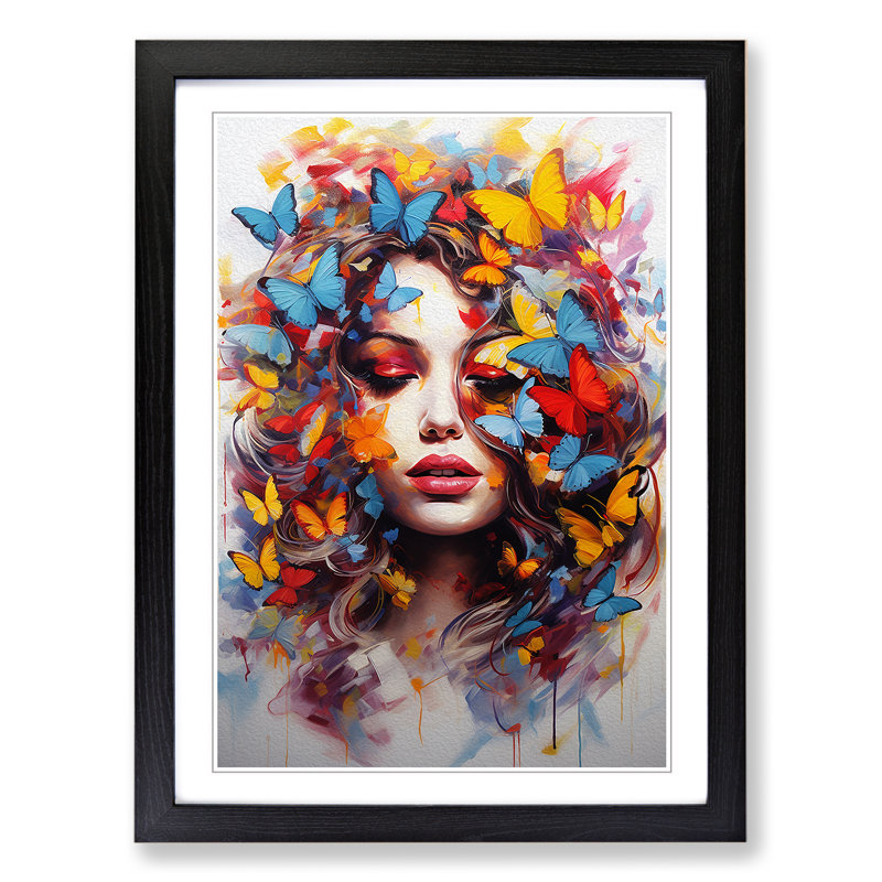 Butterfly Action Painting Art - Framed Print, Black Framed, 34cm H x 25cm W x 2cm D