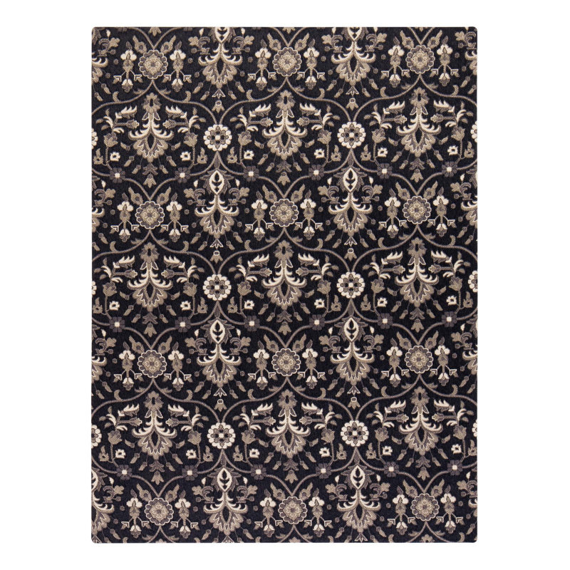 Tapis de chaise de bureau en jacquard de polyester avec support antidérapant Anji Mountain, Noir