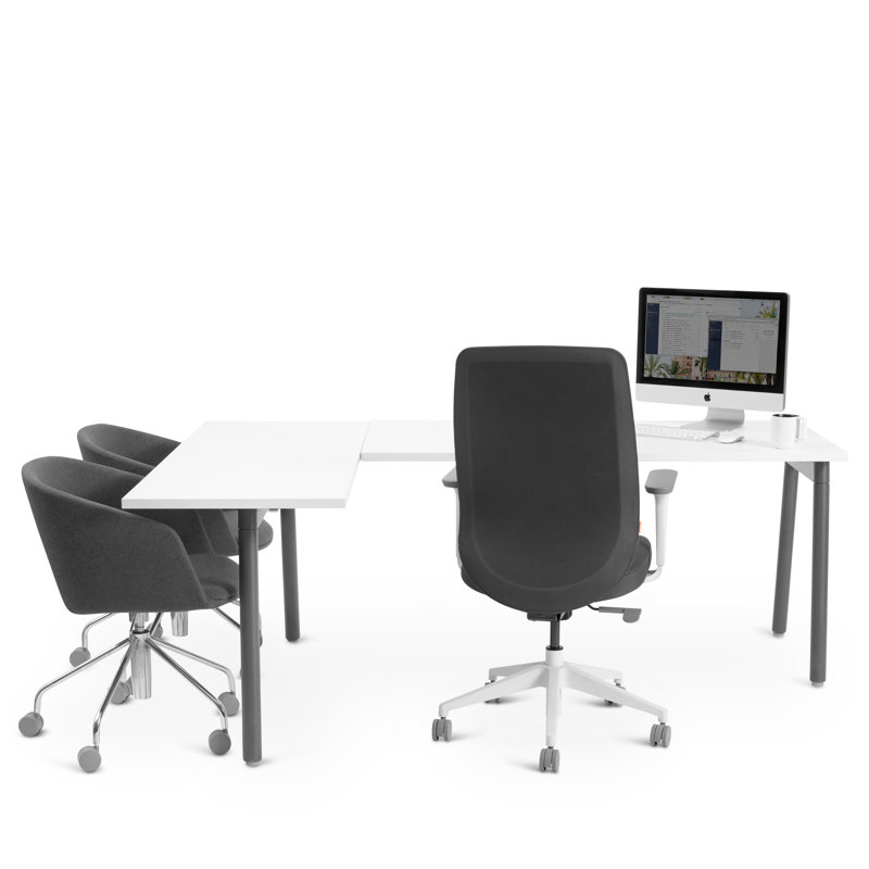 Bureau en coin Series A, LPL, Charbon / Blanc, Left Hand Facing, H 29 po x l 36 po x P 79 po