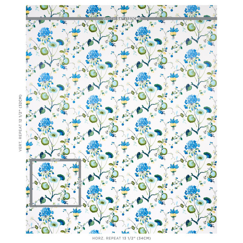 Papier peint Vasily, Vert et bleu