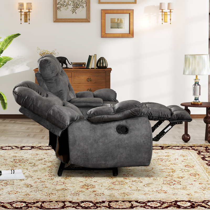 Ensemble de salon inclinable 3 pièces avec 2 fauteuils de massage chauffants électriques et causeuse manuelle avec console