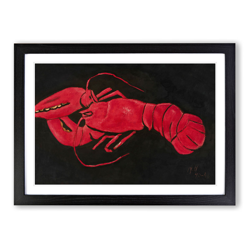 Lobster on Black by Marsden Hartley - Picture Frame Painting, Black Framed, 27cm H x 36cm W x 2cm D