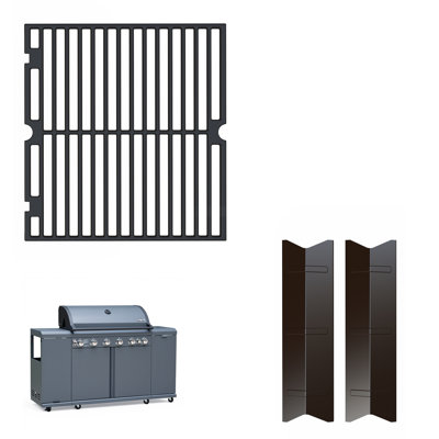 Grill Grate for Brand-man RUSTLER Series - 1 Cooking Grate & 2 Flame Tamers Accessory Set