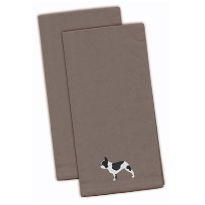 Serviette de cuisine à bouledogue brodé french