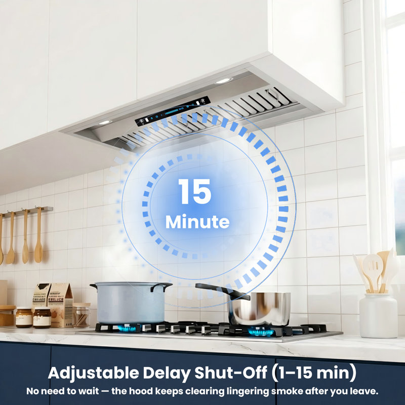 Hotte de cuisine encastrable 42 pouces 900 CFM en acier inoxydable avec contrôle des mouvements et garantie à long terme, 42"