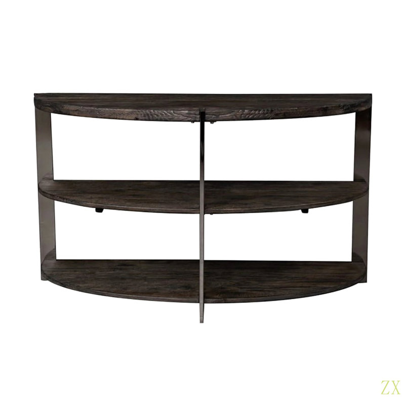 Console demi-lune avec 2 tablettes ouvertes