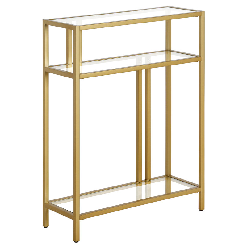 Adamsville 55.9cm Glass Top Console Table, Brass
