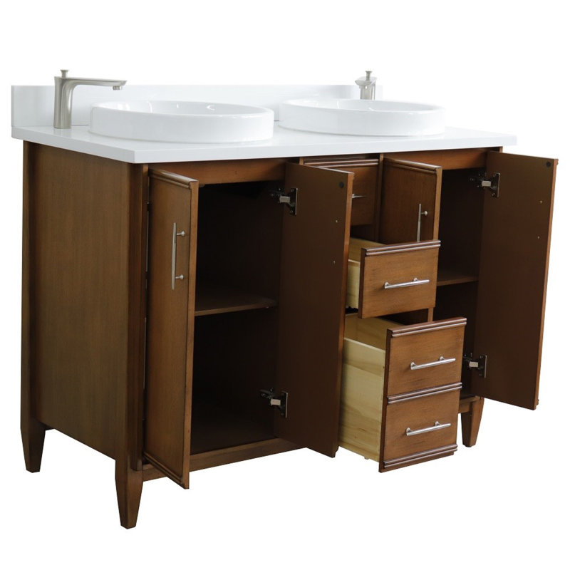 Hawkinson 49'' Double Bathroom Vanity with Engineered Stone Top