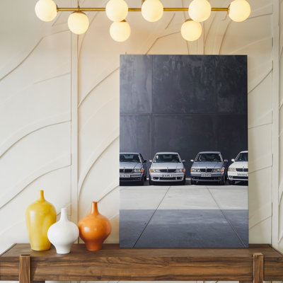 Bmw M3 Lineup Classic Car Evolution In Industrial Setting Canvas Wall Art Ready To Hang Gallery Wrapped Home Decor Modern Design Decor