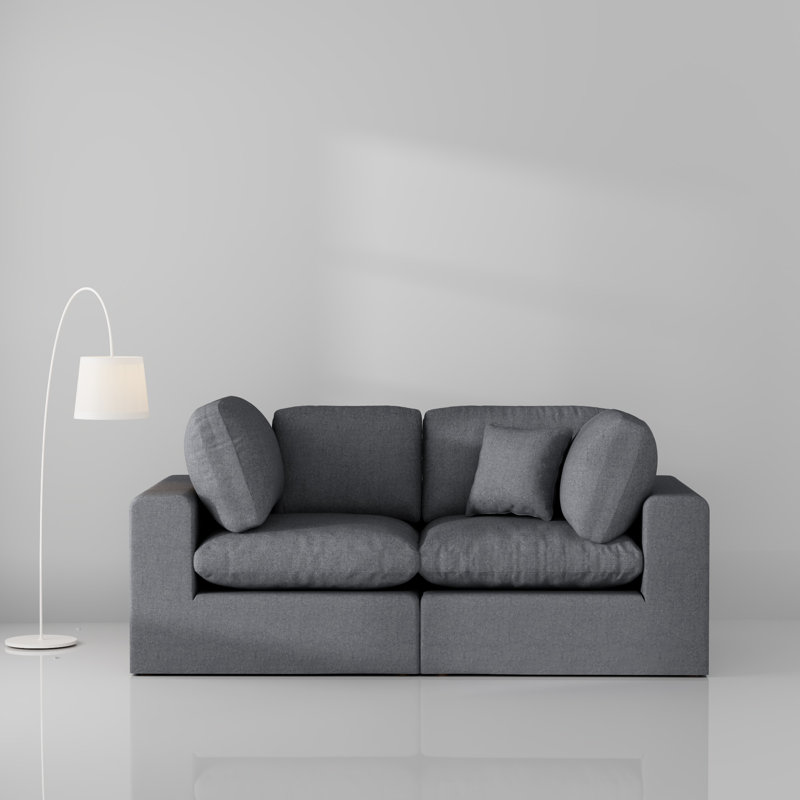 Canapé modulaire 2 pièces Jossa, Polyester gris