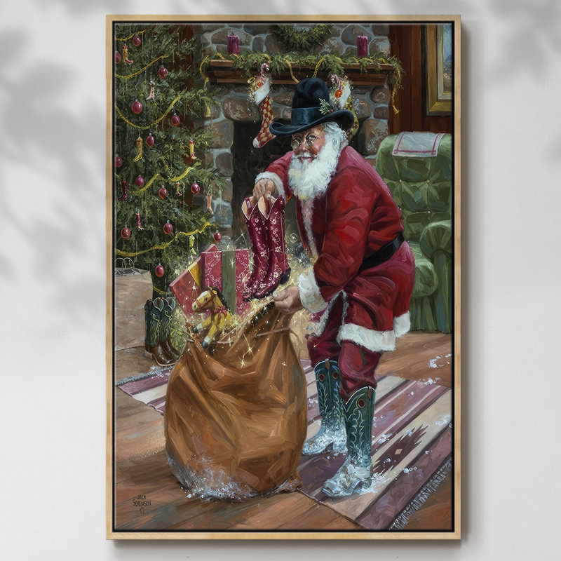 New bottes for Christmas, reproduction d'art sur toile, H 41 po x l 27 po x P 1,5 po, Cadre naturel flottant